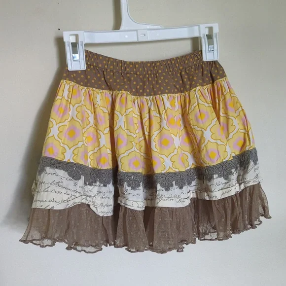 Mustard Pie Elle Whimsical Skirt and Shirt Set with Ruffles, Lace Girls Size 6